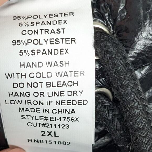 Nuuts Black Faux Leather Neoprene Maxi Skirt Zip Pockets Y2K Goth Club Kid 2XL - Picture 7 of 9